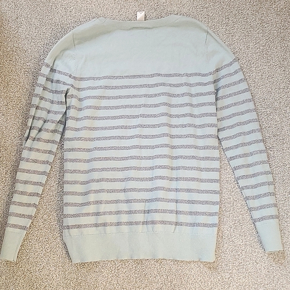 LOFT Outlet Sky Blue & Silver Sparkle Sweater, size Medium - Picture 5 of 8